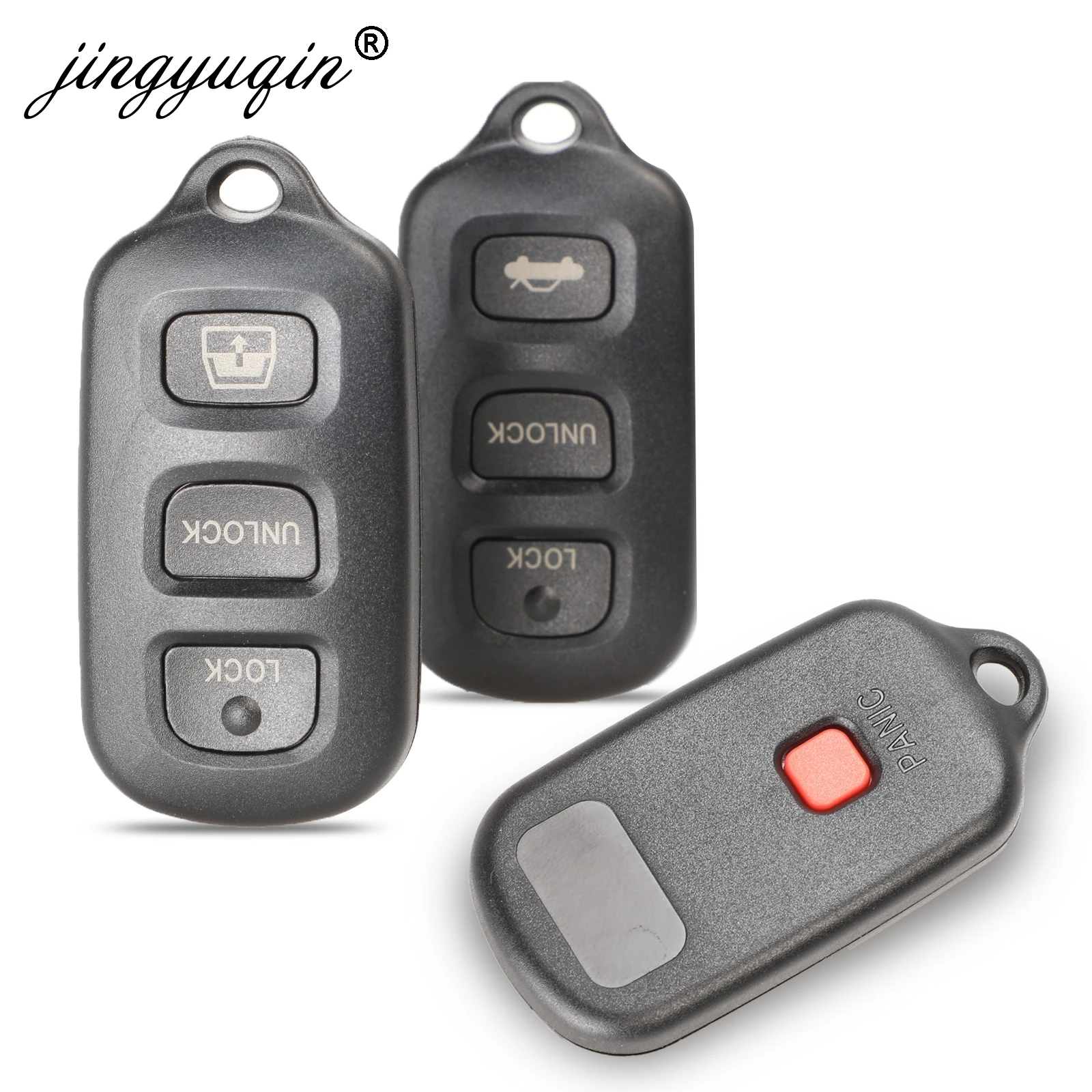 

jingyuqin Remote key Shell fob 3 Button + Panic for Toyota Sequoia 4-Runner 4Runner 2003-2008 Keyless Case Replacement