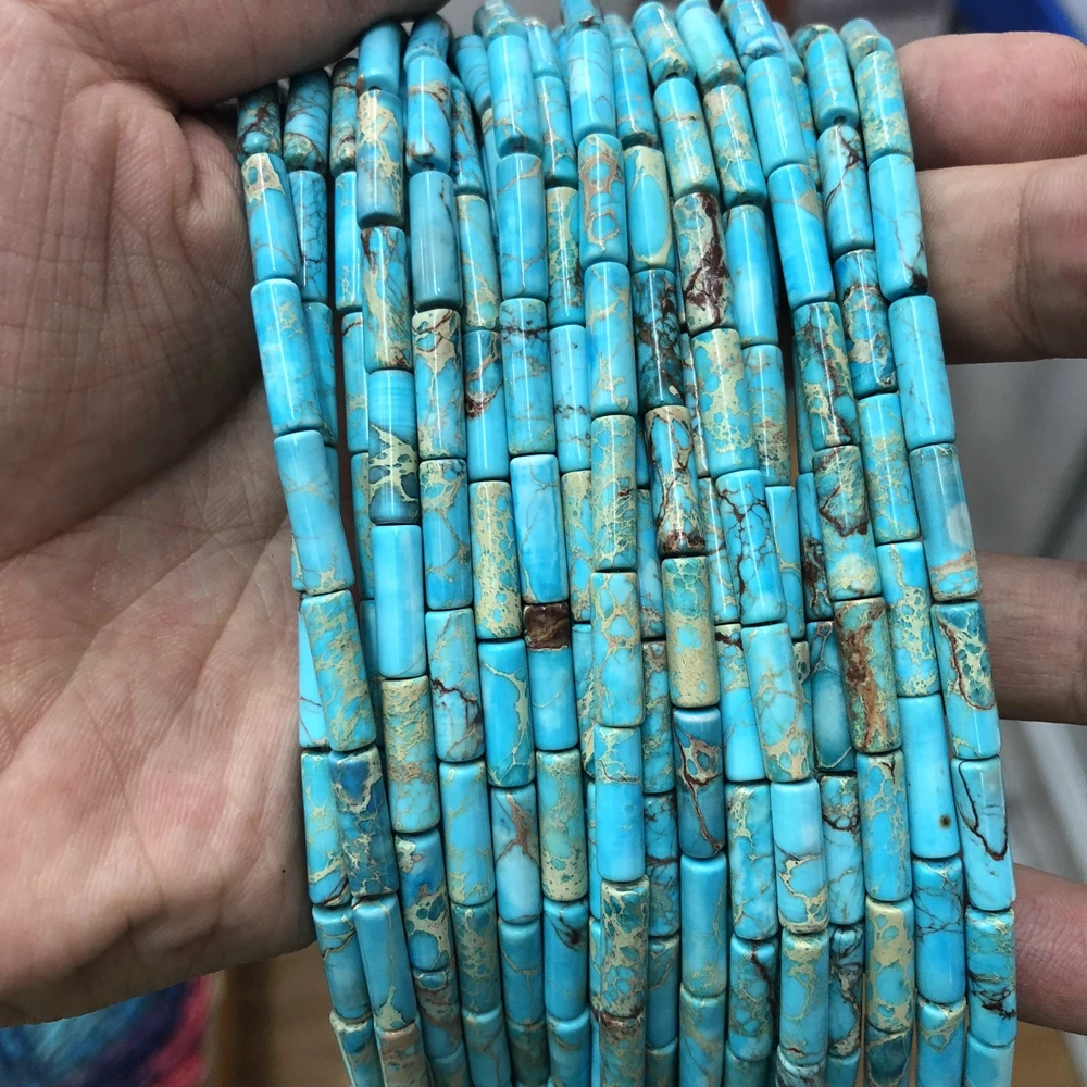 

Wholesale 5strings Multi Imperial Jasper 4x13mm Tube Beads,Sea Sediment Stone Loose Beads 15.5"/str