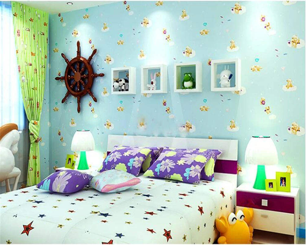 

beibehang Fashion personality boys girls bedroom wallpaper Mediterranean papel de parede wallpaper super environmental nonwoven