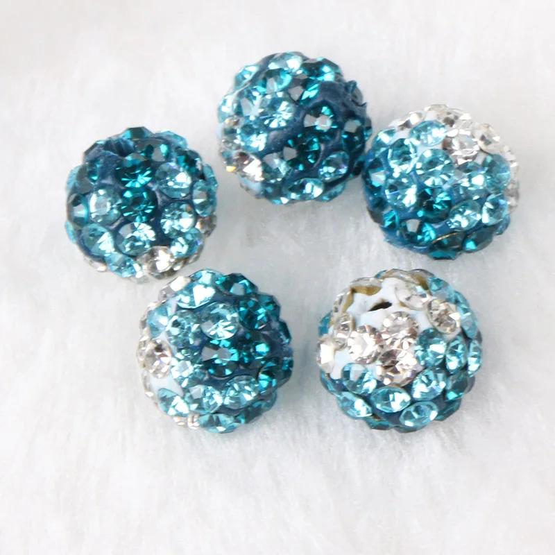 10mm Blue White Clay Paved Crystal Disco Rhinestone Ball Shape Beads DIY For Bracelet jewelry making 10pcs/lot