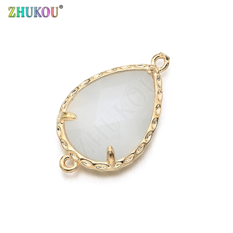 14*23mm High Quality Brass Cubic Zirconia Water-drops shape  Connectors DIY Jewelry Findings Making, Hole:1.0mm Model: VS298