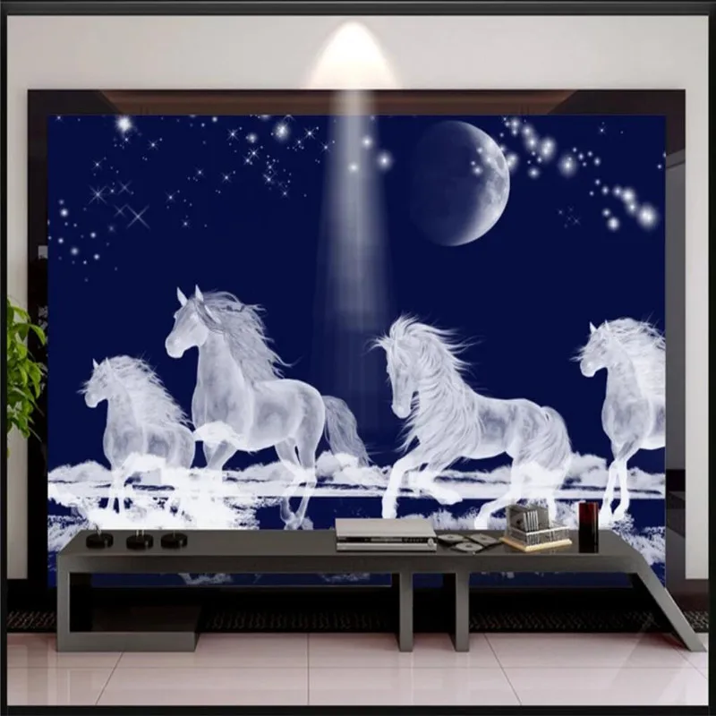 Custom Mural Wallpaper 3d  Stereo Running Horse Tv Background Wall