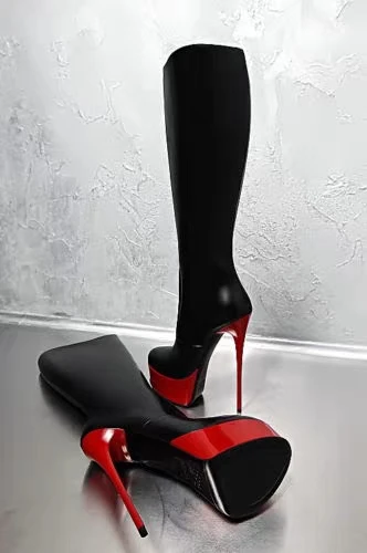 Olomm New Arrival Women Platform Mid-calf Boots Thin High Heels Black Red Ladies Round Toe Nice Party Shoes Women US Size 5-15