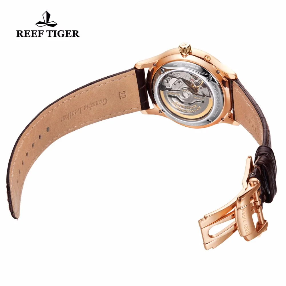 Reef Tigre/RT Mens Elegante Orologi Automatici con la Riserva di Calendario Completo di Rosa Orologio D\'oro RGA1980