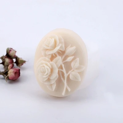 PRZY Flower Soap Molds Elliptical Striped Rose Silicone Mould DIY Handmade Easy Release Film Stereo Silicone Mould Eco-friendly