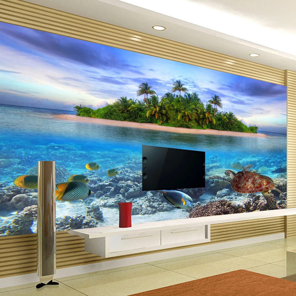 beibehang Custom 3D Photo Photography Background Island Scenery Living Room Sofa TV Wall Decor Mural Non-woven Wallpaper Printed