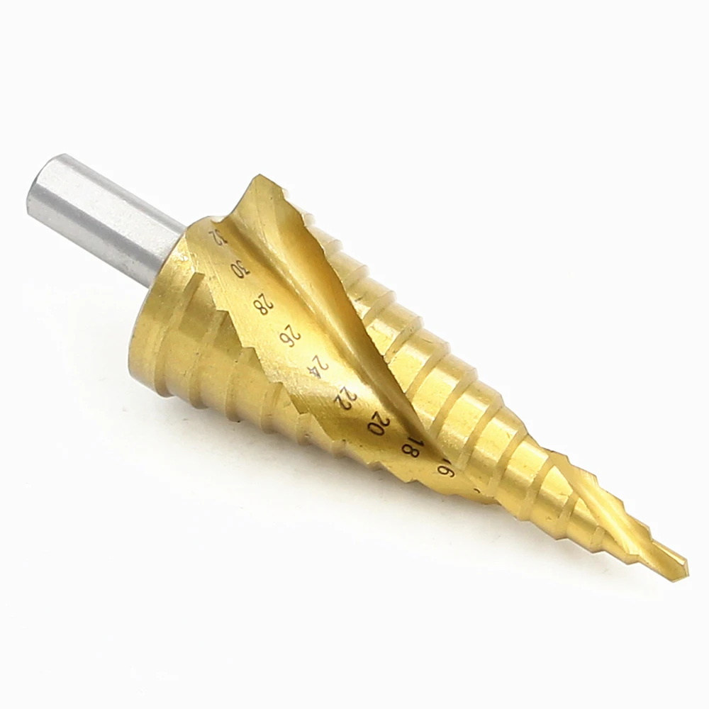 HSS Step Drill Bits 4mm-32mm Spiral Groove Power Tools Triangular Handle Wholesale Price 15 Steps Metal Drilling Titanium