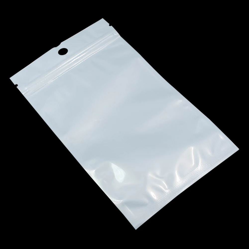 

10*22cm White / Clear Self Seal Zipper Plastic Retail Storage Packaging Poly Bag Zip Lock Bags Retail Package W/ Hang Hole