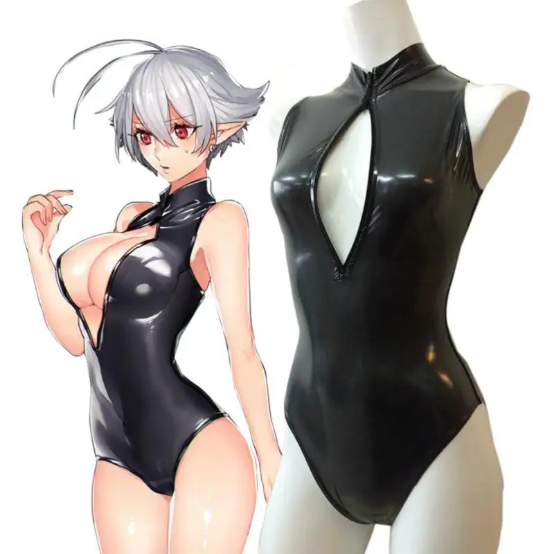 

Japanese school SUKUMIZU Swimsuit Swim Wear Cosplay Sexy Cute Anime ZIP-UP Open Chest