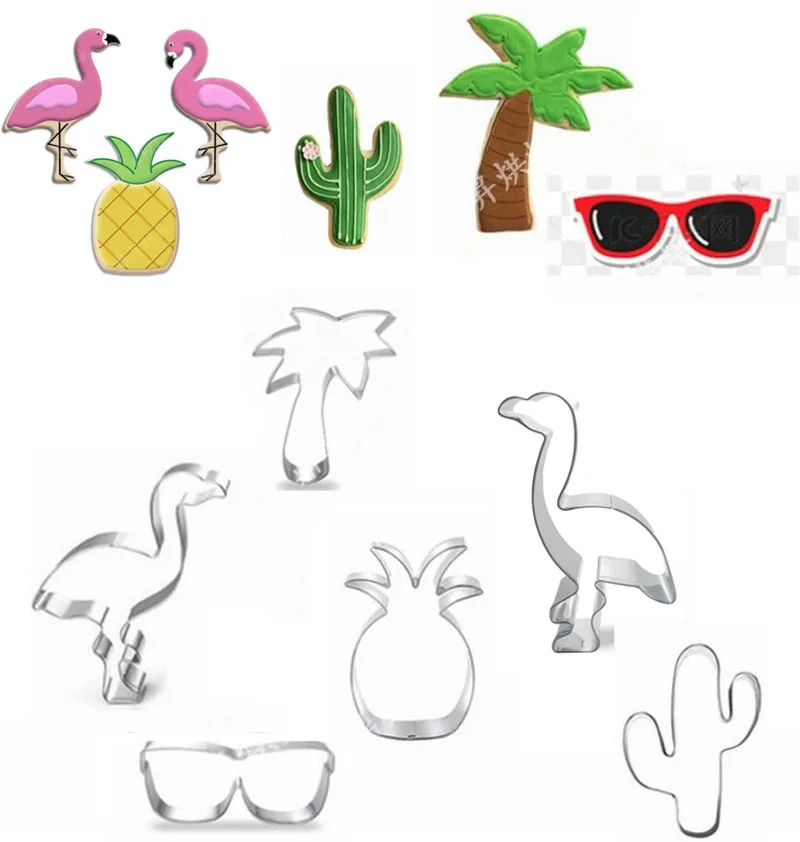 

1pcs Bird pineapple glasses cactus cookie cutter metal biscuit mold gateau Patisserie fondant cake decorating baking tools