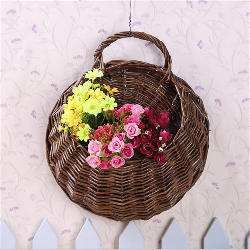 

Natural rattan wall hanging basket hanging basket willow rattan basket flower pot simulation of flower plants