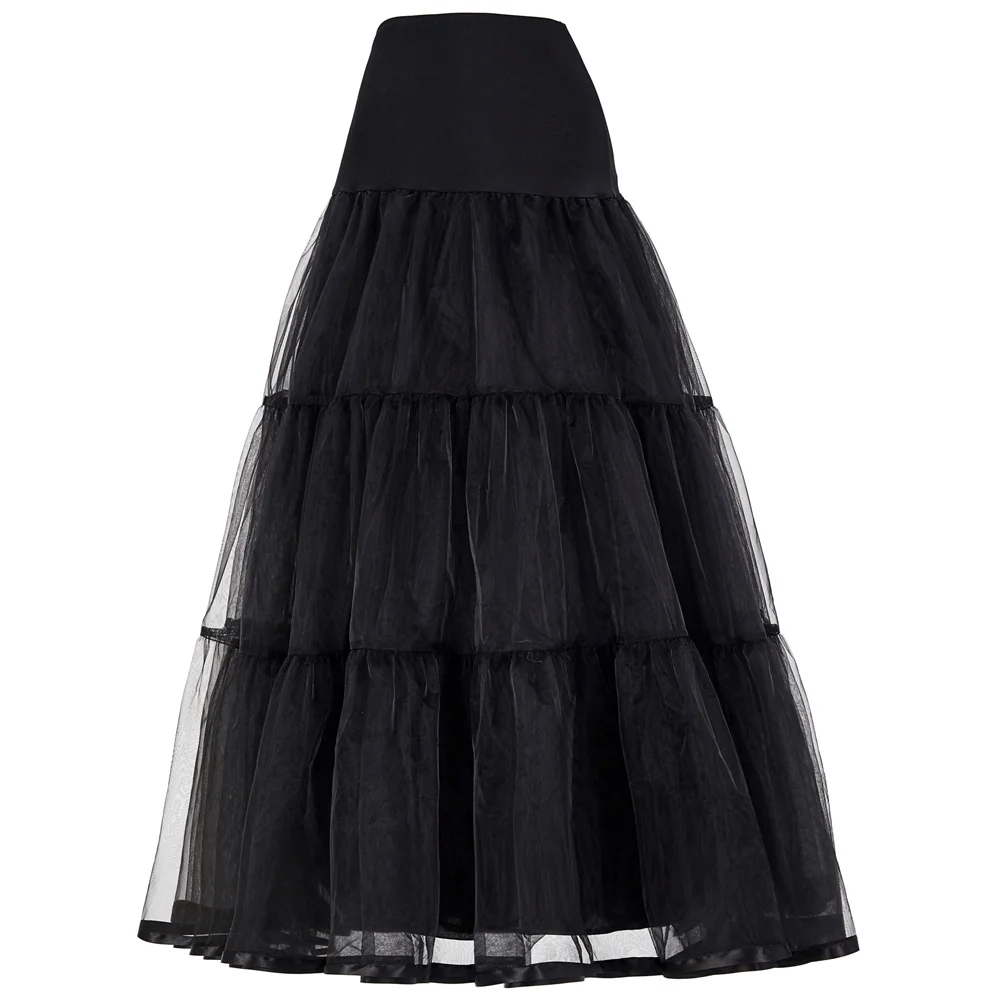 Grace Karin Tulle Skirts Women Pleated Long Skirt Faldas Bridal Wedding Petticoat Midi Skirt Saia Longa Vintage Maxi Skirts