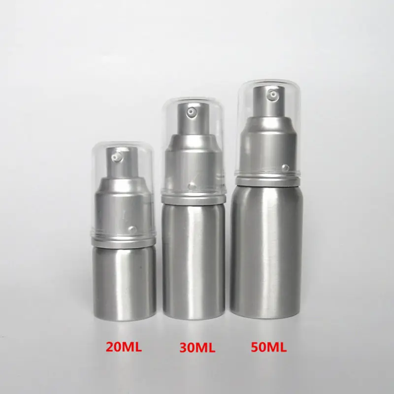 

20/30/50ml Aluminium Emulsion Bottle pump Refillable Empty Pump lotion Bottles For Cosmetic Packaging F051