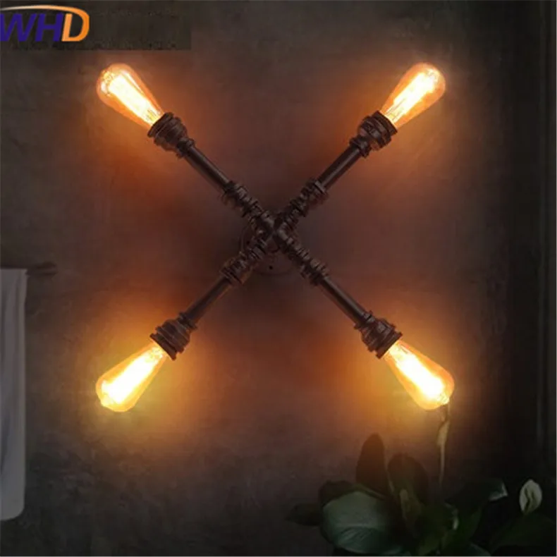 Vintage Loft Industril Water Pipe Lamp Wall Light Fixtures Retro Iron Wall Lights Country Style Sconce Lamps Lamparas Lighting