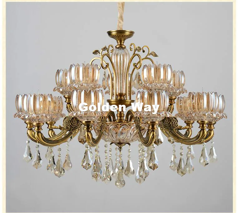 Free Shipping European Brass Lustres Chandelier Copper Champagne  Chandelier E14 LED Factory Direct Selling 100% Guaranteed