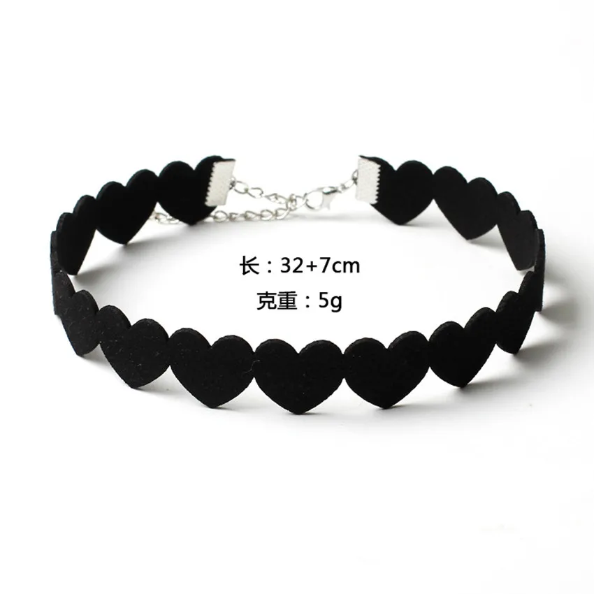 Charm Woman Black Velvet Lint Heart Chokers Necklace Elegant Fashion female Collar Party Jewelry Neck accessories