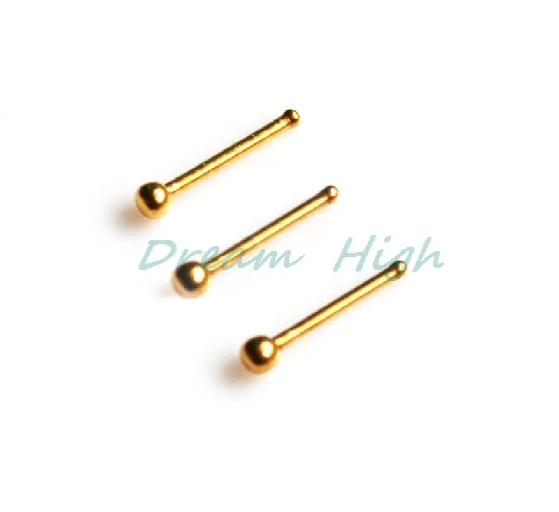 

Golden Nose Studs Nose Rings Nostril Jewelry Nail Bone 316L Stainless Steel Vacuum Plating Titanium Body Jewelry 100pcs/lot
