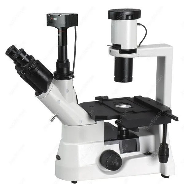 Large Range Plan Inverted Microscope--AmScope Supplies 40x-1000x Large Range Plan Inverted Microscope + 10MP Camera Win & Mac