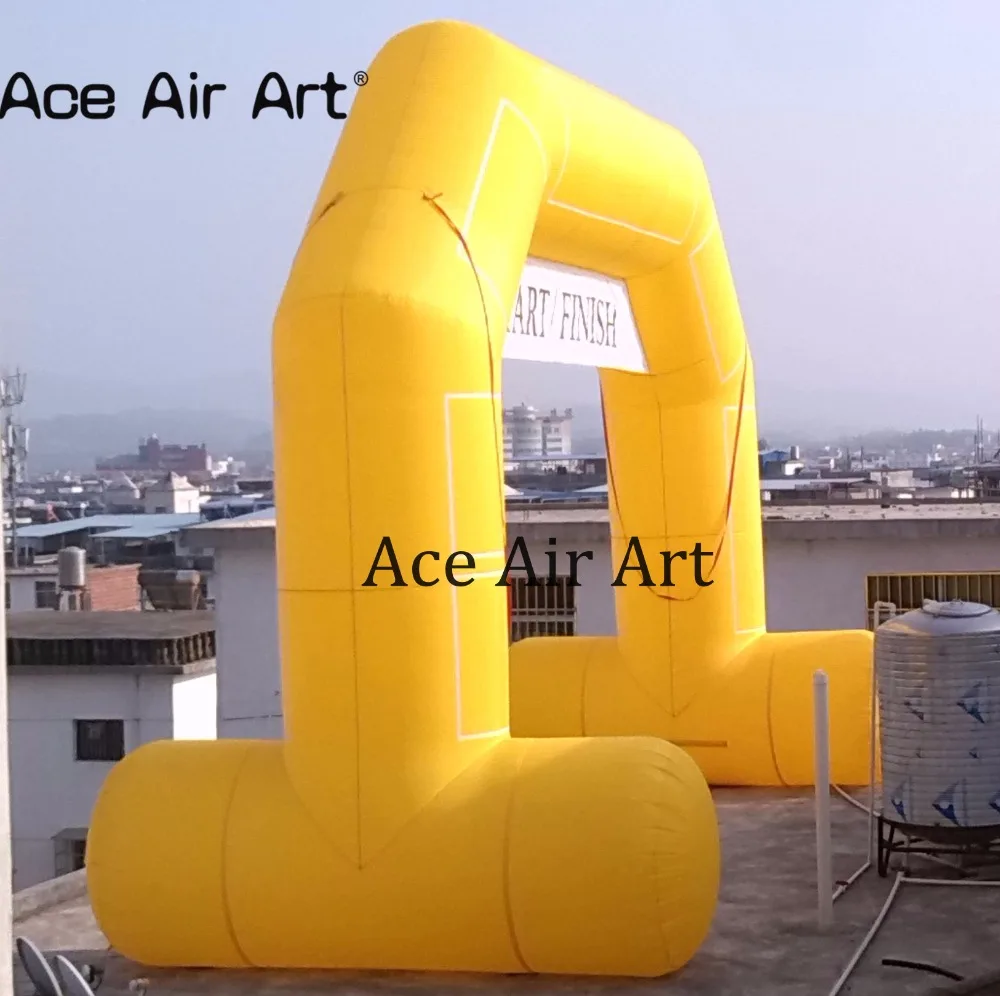 

Customization Yellow 7.5mW Inflatable Arch Start Finish Line for Outdoor Race with Air Blower Solid Well