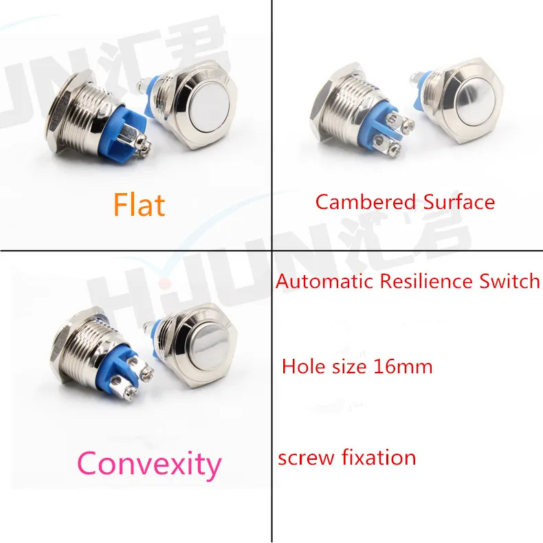 

1PCS YT1893 Hole Size 16mm Metal Automatic Resilience Switch Automatic Resetting Convexity/Flat/Cambered Surface