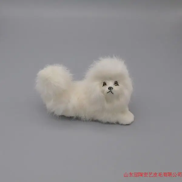 cute simulation lying dog polyethylene & furs white poodle dog model about 16x11CM 069