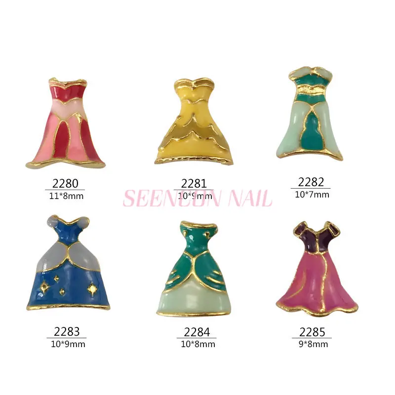 HOT 20pcs 3D alloy Nail art Decoration Princess dress skirt series nail Accessories Japanese retro Manicure Charms