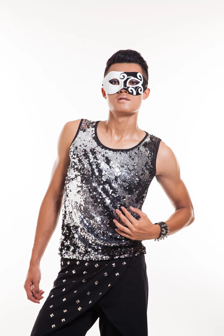 Ds Men stage clothes costume Paillette vest Male performance wear Male DJ  DS costume