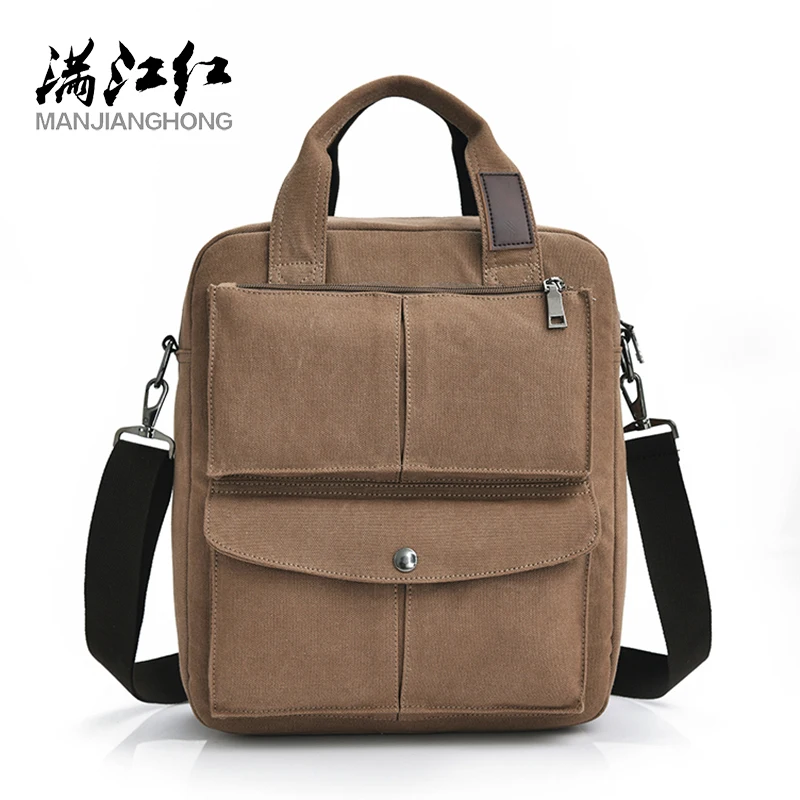 

Manjianghong Multifunctional Casual Men's Canvas Bags Vertical Fashion Simple Men Handbags Canvas Male Shoulder Messenger Bags