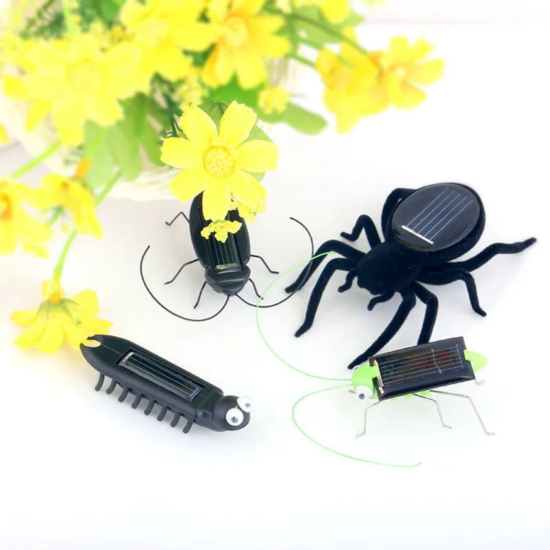 

5 Style MINI Novelty Kid Solar Energy Powered Spider Cockroach Power Robot Bug Grasshopper Educational Gadget Toy For Children