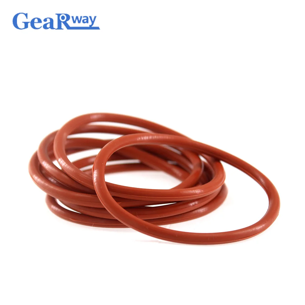 Gearway Red Silicon O Ring Seal 2.4mm thickness O-Ring Seal Washer 52/53/54/55/95/100mm OD VMQ Anti-age O Ring Sealing Gasket