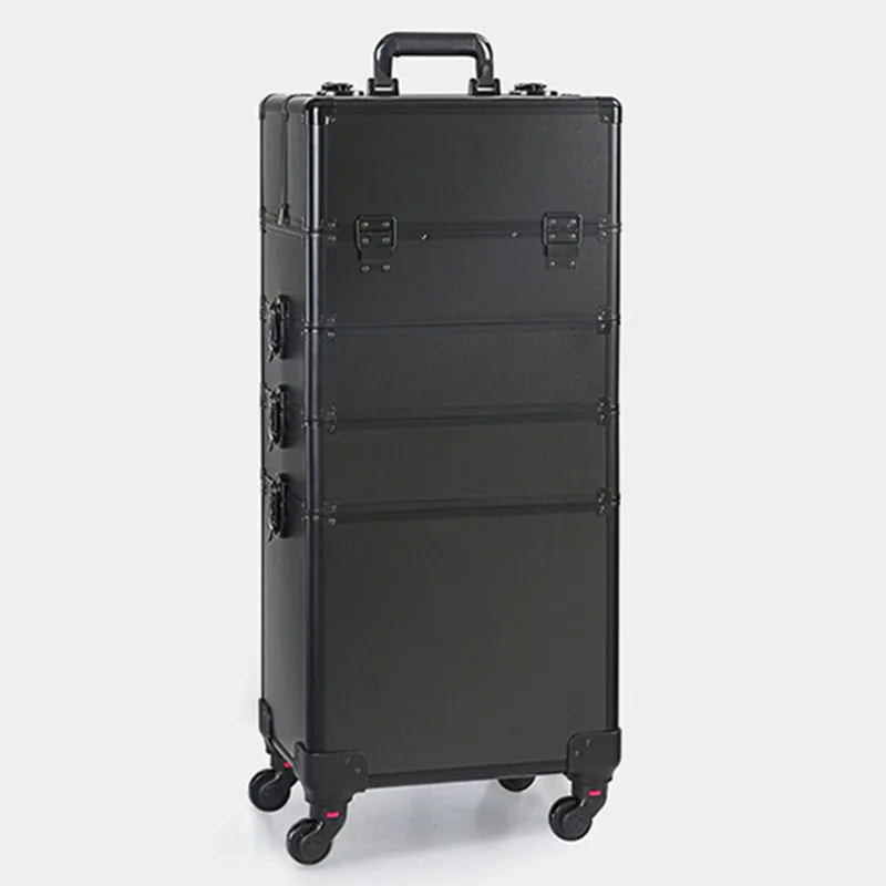 Brand Aluminum Frame 4 Layers Trolley Bags Makeup Box Beauty Case Wheel Professional Baggage Suitcase Travel Luggage Toolbox Bag