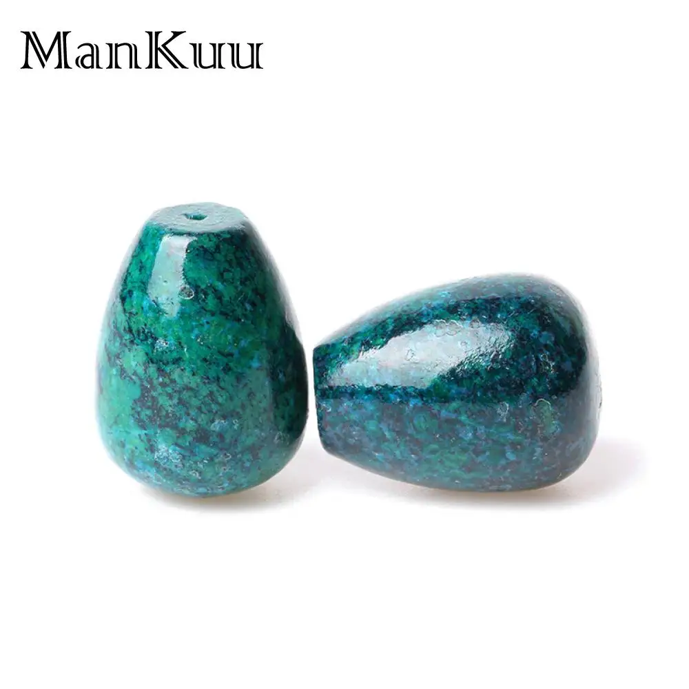 

Mankuu 18*24mm Blue Green Phoenix Stone Beads Smooth Natural Chrysocolla Beads For Jewelry Making 20pcs/Lot Wholesale Stone Bead
