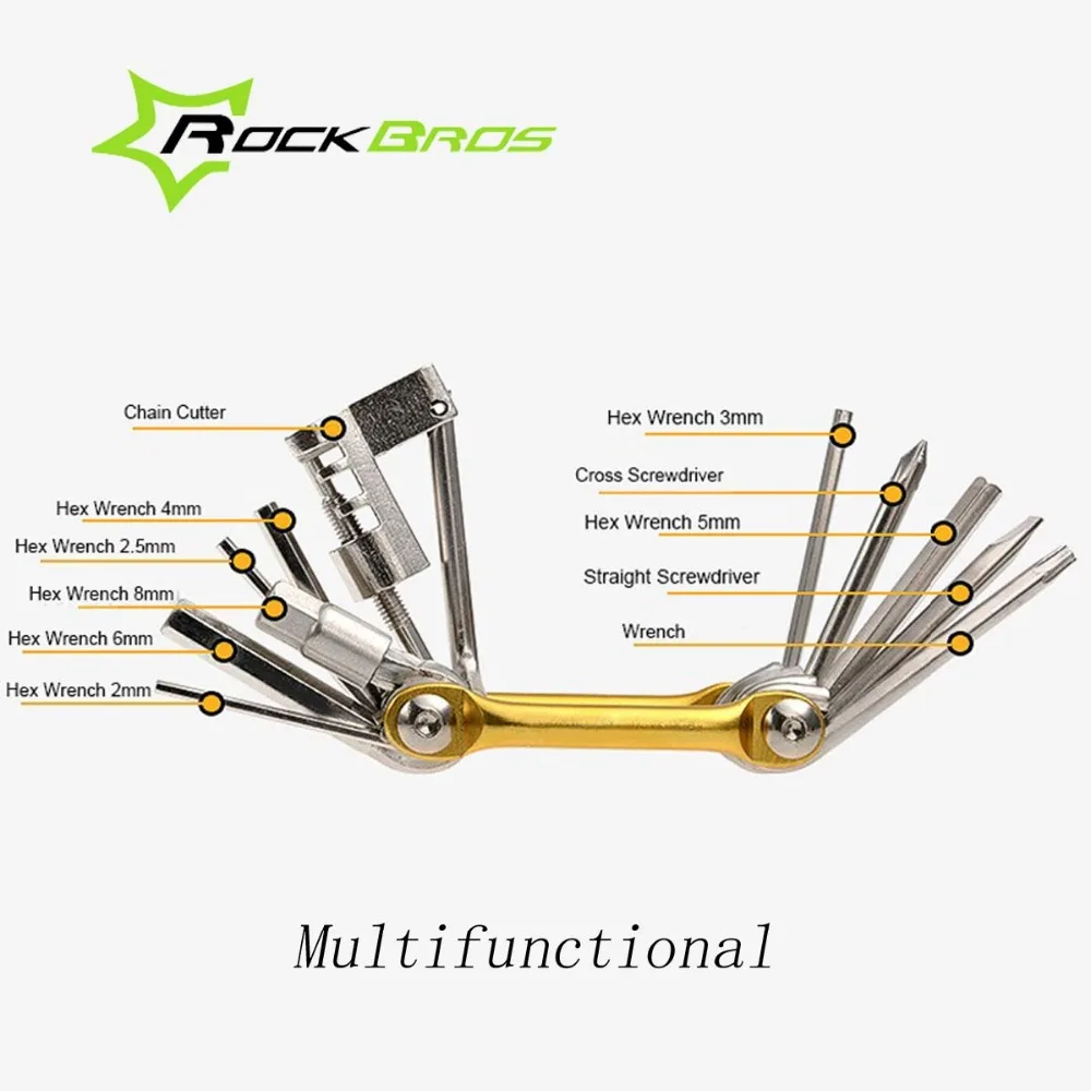 ROCKBROS Multifunctional Bicycle Repair Folding Tools Sets Kit Wrench Screwdriver Chain Cutter Portable MTB Bike Accessories