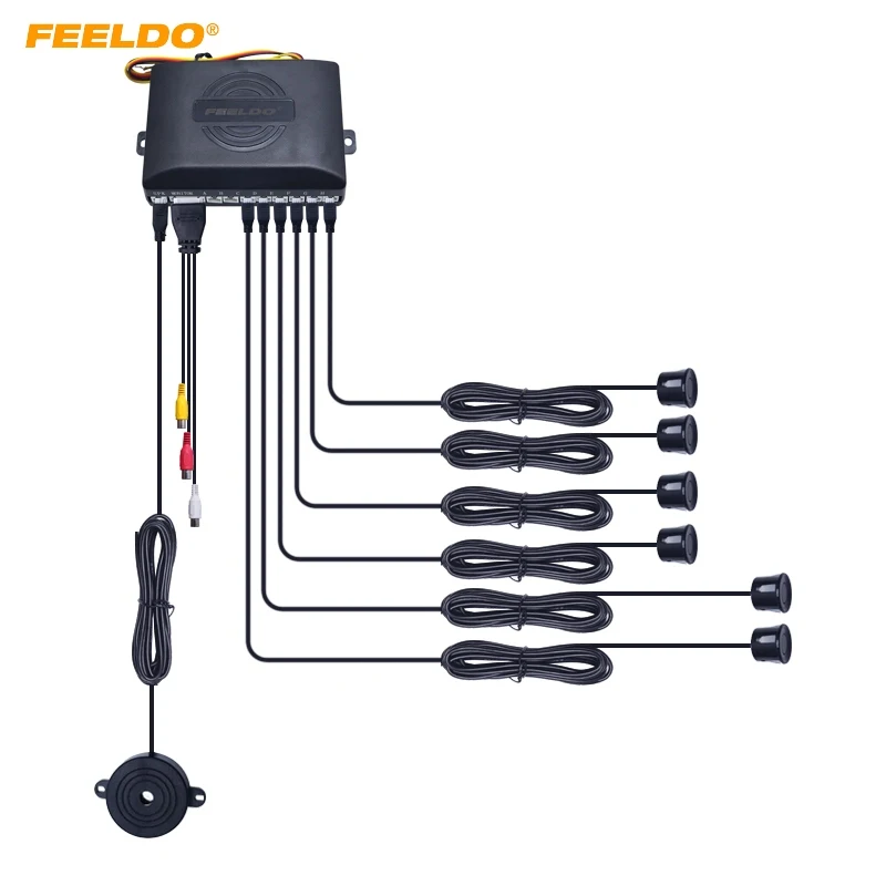 

FEELDO 1Set Car 6 Sensors Dual Visual Front Rearview Video Parking Sensor Backup Radar System 10-Color #FD-2656