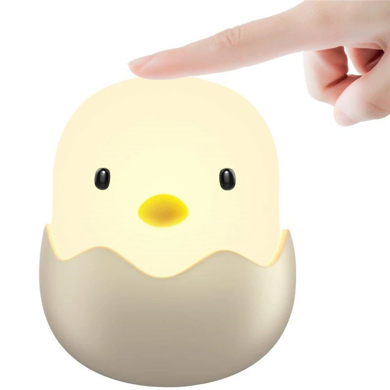 LED Night Light Animal Egg Chick Shape Rechargeable Night lamp Soft Cartoon Baby Nursery Bedroom Lamp for Children Birthday Gift