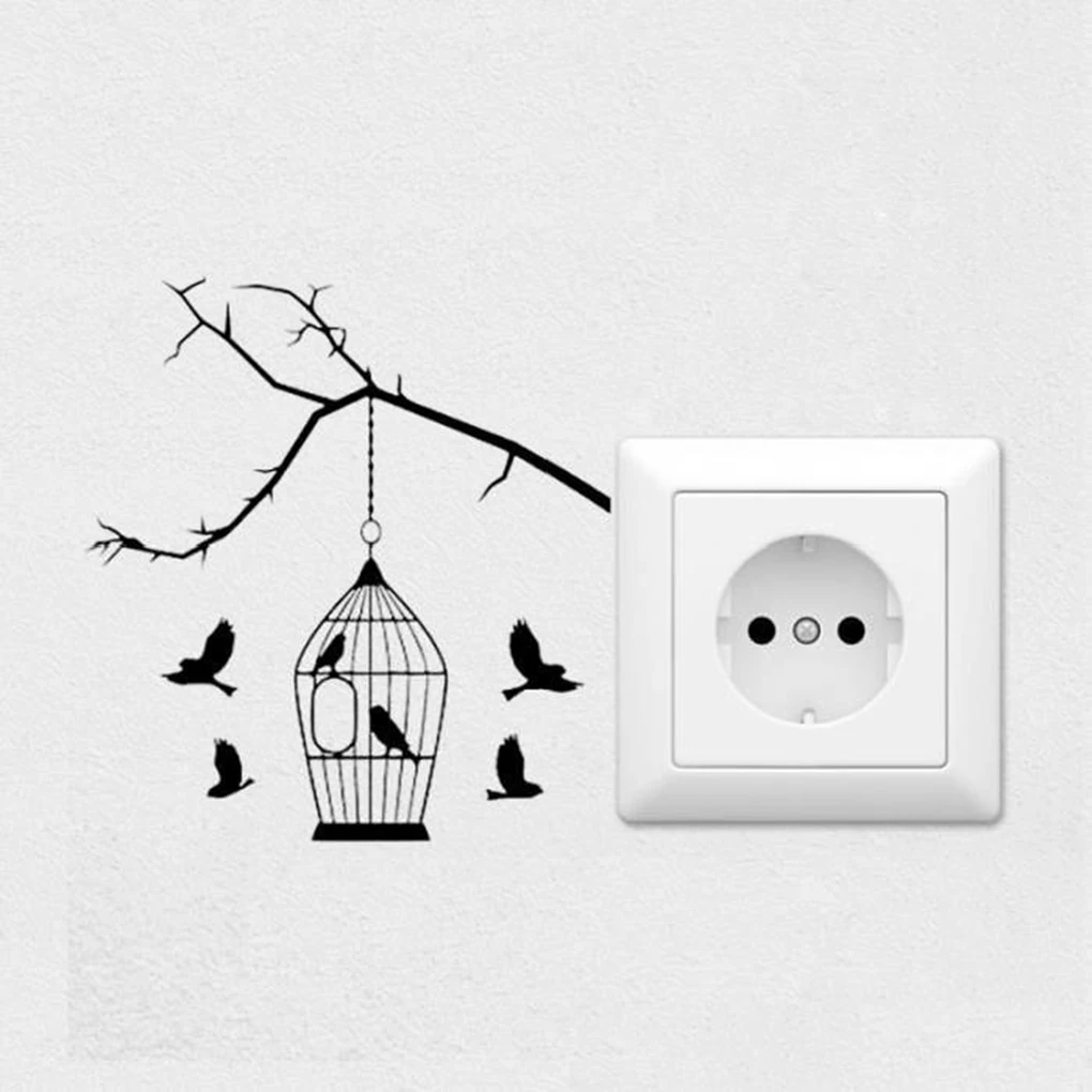 

Wall Switch Sticker Home Decoration Birdcage Wall Sticker Decal Home Decor Decal Socket Paste 13cm * 14cm