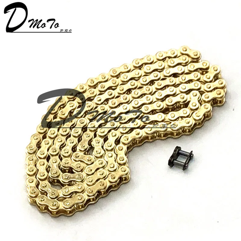 Gold Colour 25H Chain 144 Links with 1pc Spare Master Link For 2 Stroke 47cc 49cc Engine Mini Moto Dirt ATV Pocket Bike Go Kart