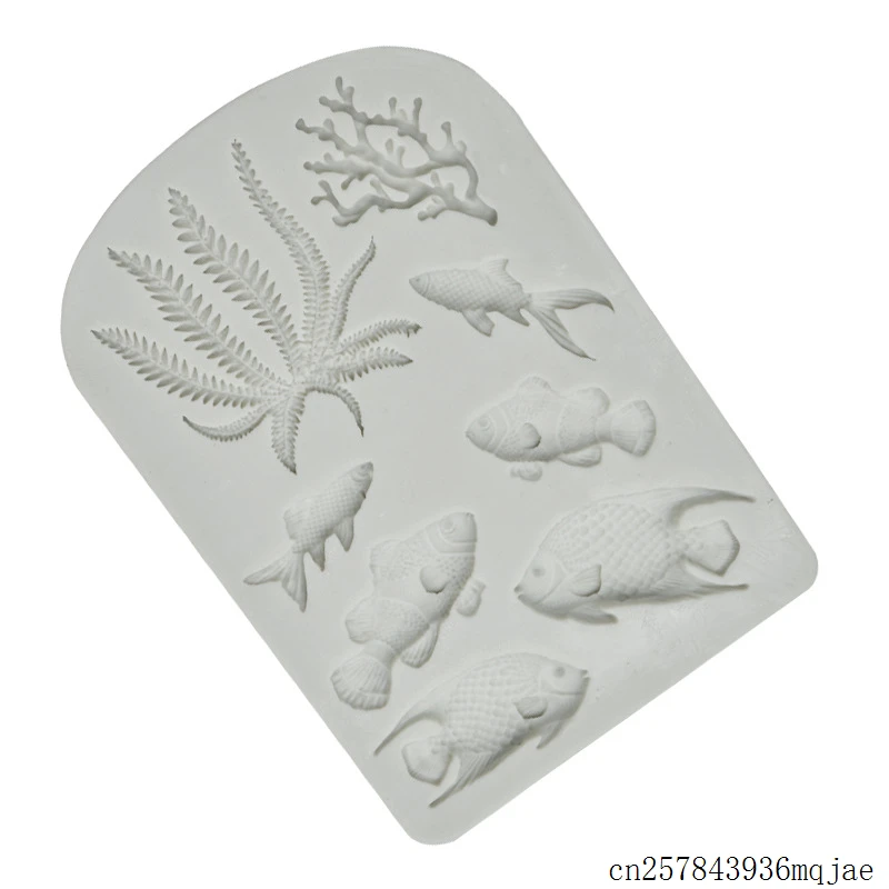 50pcs Fish Seaweed Mold Fondant Cake Decorating Tools DIY Silicone Cake Border Sea Coral Cupcake Chocolate Moulds