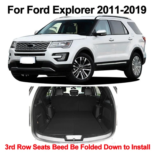 Imagen 2 del producto Revestimiento de carga para maletero trasero de coche, bandeja, suelo de maletero, alfombras, almohadilla antisuciedad para Ford Explorer 2011 - 2015 2016 2017 2018 2019