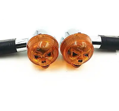 Amber Skull Bullet Turn Signal for Harley Honda Kawasaki Suzuki Yamaha VT Custom