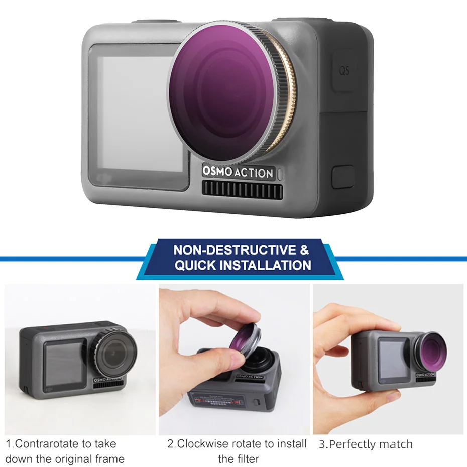 Für DJI OSMO ACTION Kamera Filter Tauchen Rot Magenta Rosa Farbe Filter Für Osmo Action UV Polar Optische Glas Objektiv zubehör