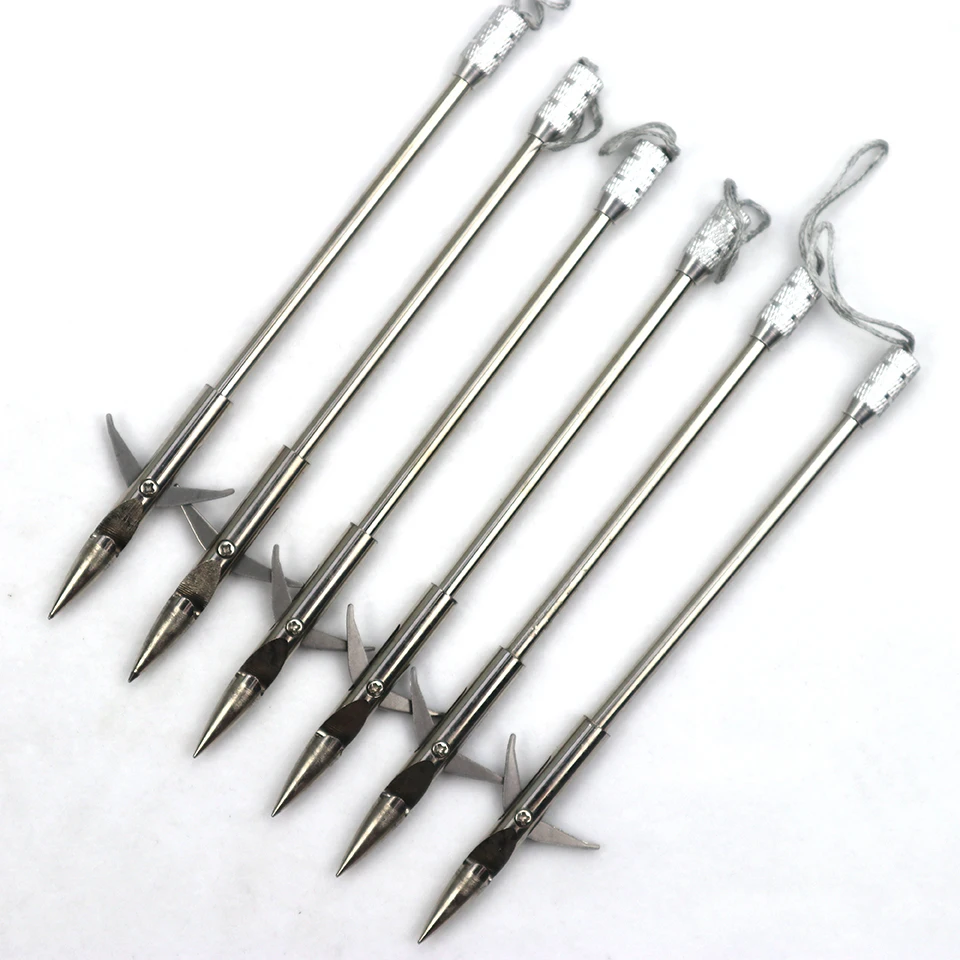 6Pcs  Stainless Steel Broadheads Arrowhead Bow Fishing Slingshot Arrow Hunting Shooting