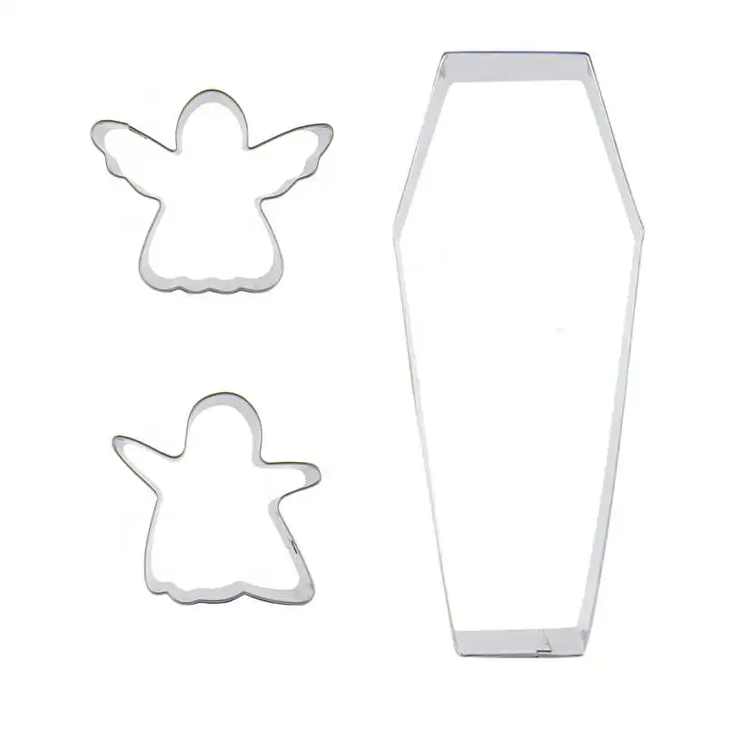 3 pcs Angels Ghosts Coffin Stainless steel Cookie cutter biscuit embossing machine Pastry Fudge Chocolates Cake decorating tools