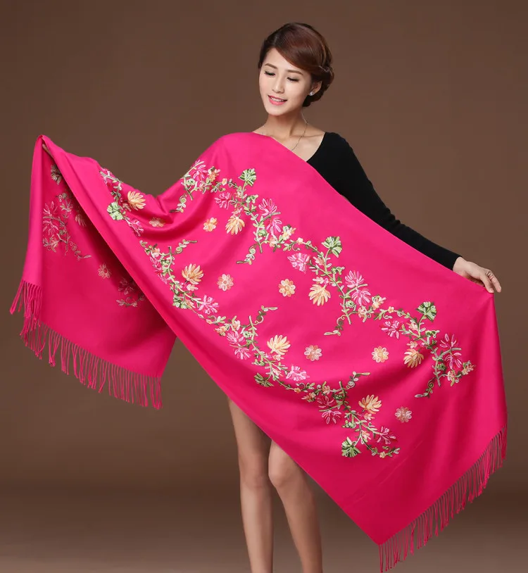 

Luxury Brand Scarf Women Cashmere Floral Embroidery Scarves,Bandana,Floral Pashmina Wool Shawls,Women Cape Poncho Wrap Stoles