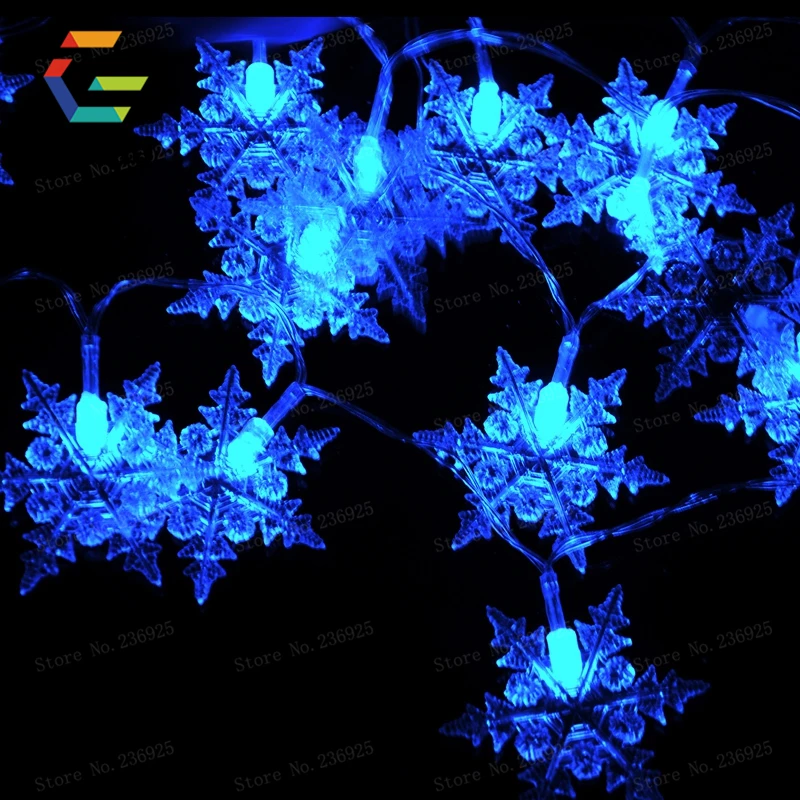 10M 100LED Holiday Lighting LED Fairy Lights Christmas Wedding Party Decoration String Light Snow Flakes Home Outdoor Waterproof