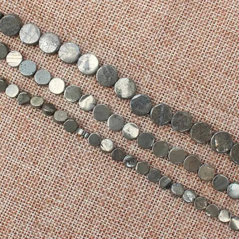 Natural Pyrite Round Coin shape beads 15inch per strands ,For DIY Jewelry Making !We provide mixed wholesale for all items!