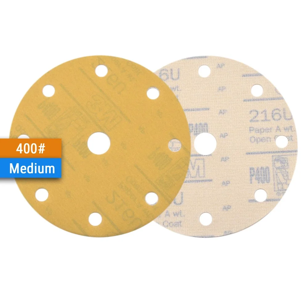 20PCS 6 Pollici (150 millimetri) 9-foro 80 #-400 # Grit Hook & Loop Dischi Abrasivi per il Giallo Secco Levigatura Rotonda Abrasivo affollamento Carta Vetrata