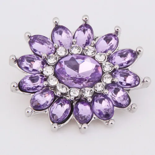 Hot KZ1169 Charm Flower Rhinestone Fashion 18mm snap buttons fit DIY snaps Bangles necklaces jewelry wholesale trendy women