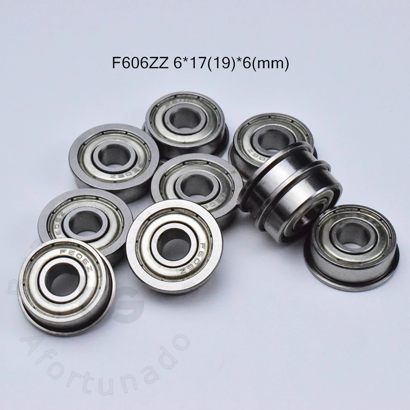 

F606ZZ 10pcs Flange Bearing 6*17(19)*6(mm) chrome steel Metal Sealed High speed Mechanical equipment parts