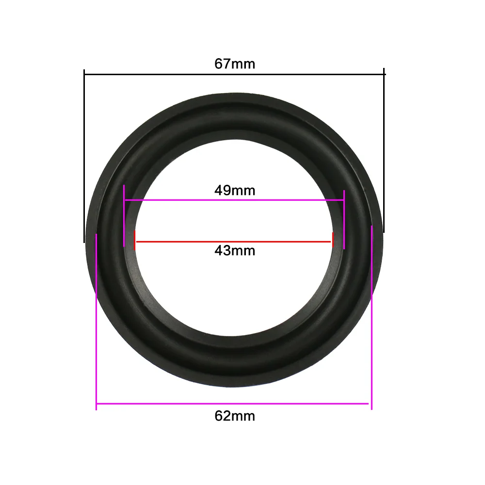 GHXAMP 2.75 Inch 67mm Speaker Rubber Surround Side New Folding Ring Speaker Repair Parts Horn Rubber Edge 2PCS